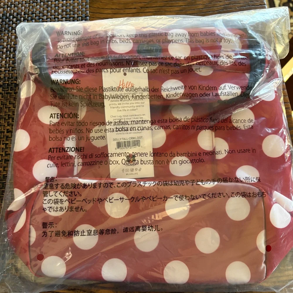 Lug Dolly Cosmetic Bag. Crimson Large Dot. NWT still in plastic